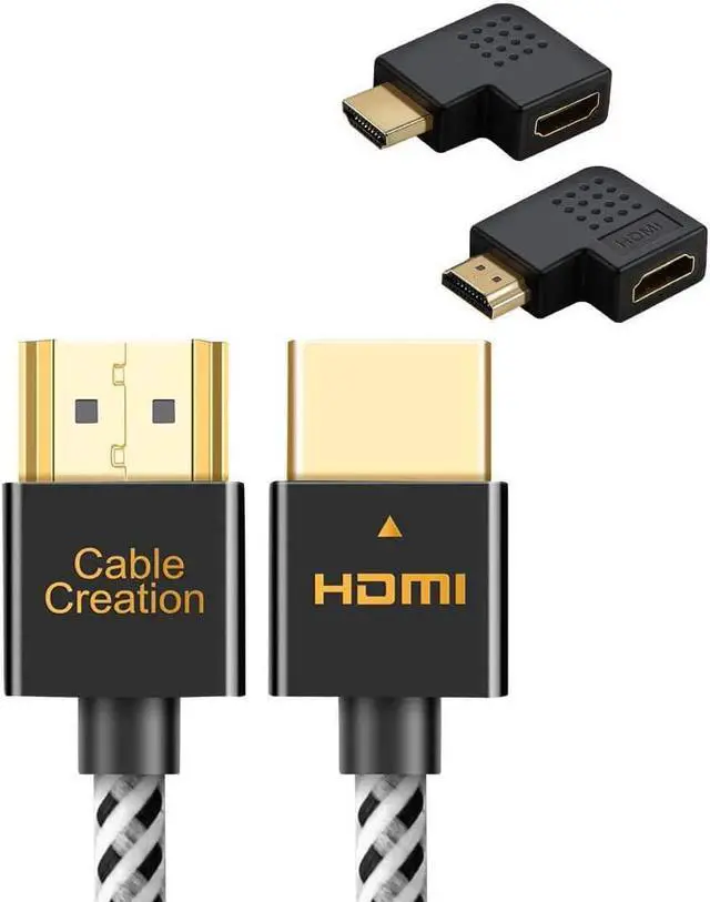 Main image of CableCreation 10ft HDMI Cable Bundle with Right Angle HDMI Male to Female Adapter