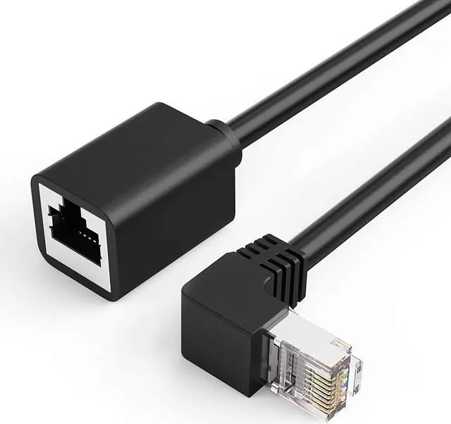 Main image of CableCreation CAT6 Ethernet Extension Cable, Shielded 8P8C Ethernet Patch Cable,Up Angled Support Bandwidth Up to 250mhz,1.6ft/0.5m,Black