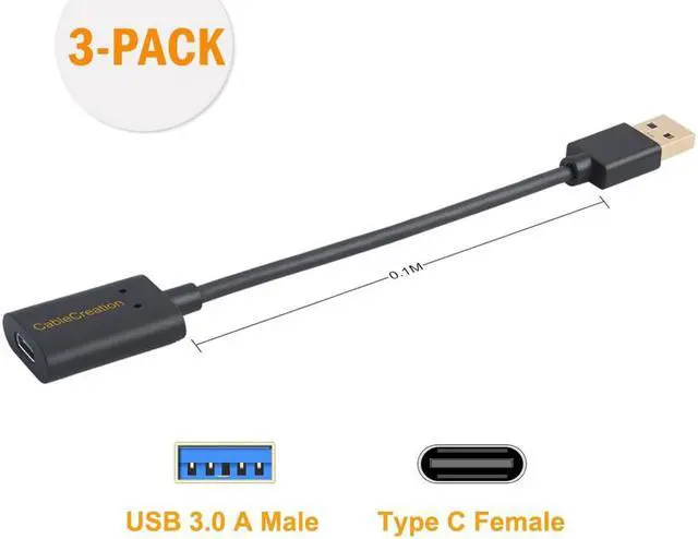 Alt view image 2 of 7 - [3-Pack] USB3.1 USB C Female to USB Male Adapter Cable 5Gbps CableCreation USB to USB C Adapter USB C to A Adapter Female USB C Adapter for PC Oculus Quest Link Logitech StreamCam Other USB-A Devices
