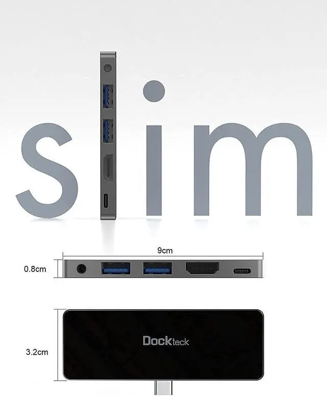 Alt view image 6 of 6 - iPad Pro USB C Hub Adapter, Dockteck 5 in 1 Dongle with 4K@60Hz HDMI, Type C to 3.5mm Audio Headphone Jack, 100W PD and 2 USB 3.0 for iPad Pro 2021 2020 M1 12.9/11, iPad Air 5/4, Mini 6
