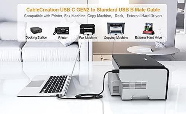 Alt view image 5 of 7 - USB B to USB C Cable 4FT USB 3.1 USB C to USB B Cable 10Gbps USB Type B to Type C Thunderbolt 3 Host MacBook Pro Air External Hard Drive Docking Station Scanner etc 1.2M Black