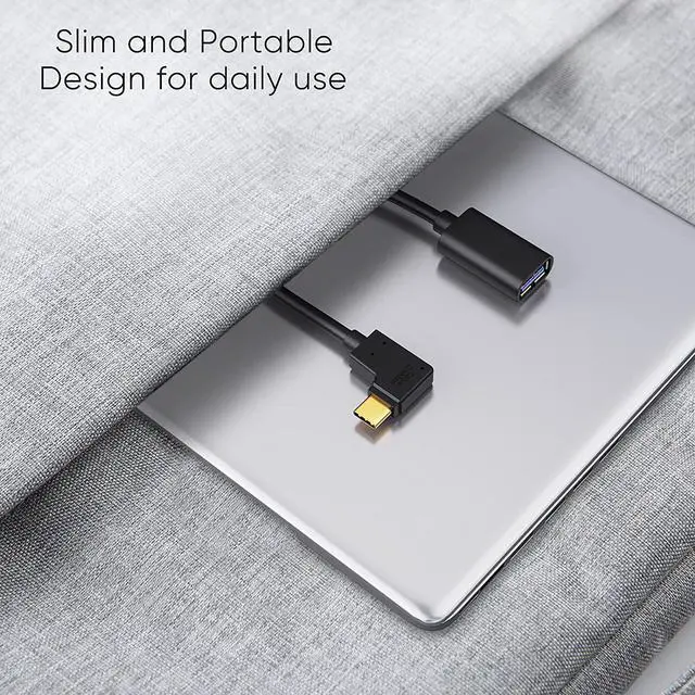 Alt view image 7 of 7 - USB C to USB A Adapter OTG CableCreation USB 3.1 C Male to A Female 90 Degree 5Gbps USB A Female to USB C Male Cable for MacBook Pro iPad Pro S21 S20 S10 Note 10 and Other USB C Devices 0.15m Black