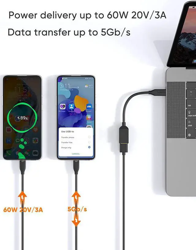 Alt view image 3 of 7 - USB-C to USB 3.0 Female Adapter, 0.5 ft CableCreation (Gen1) USB3.1 Type C to Type A Adapter OTG Cord, Compatible MacBook Pro, Galaxy S8, S9 etc,Black
