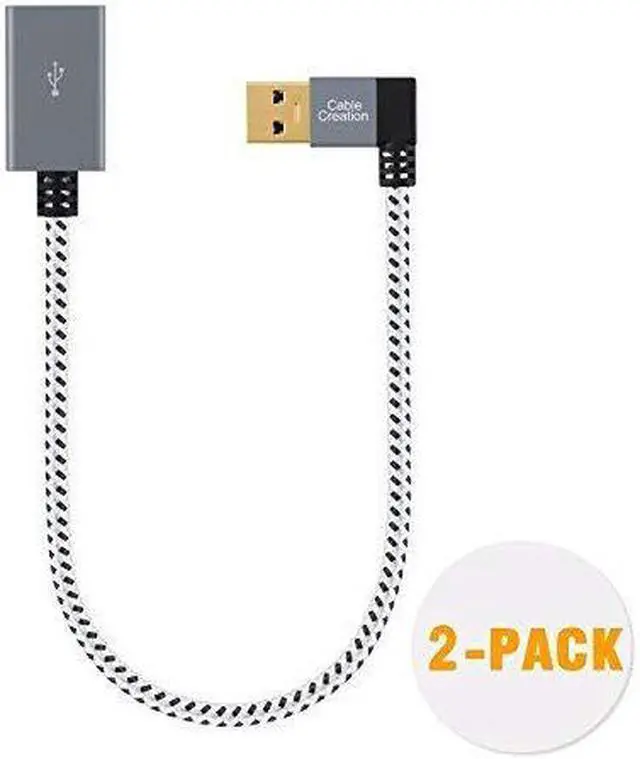 Alt view image 6 of 7 - Short USB 3.0 Extension Cable, CableCreation 2-Pack Left Angle USB 3.0 Male to Male Extender Cord, 90 Degree USB 3.0 Adapter, Space Gray Aluminum