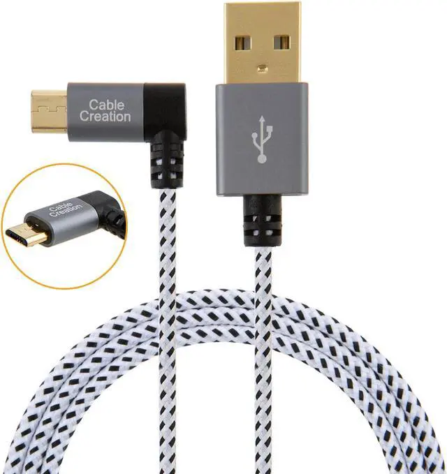 Alt view image 4 of 6 - CableCreation 10 Feet Right Angle Micro USB 2.0 Braided Cable, 90 Degree Vertical Right USB 2.0 A Male to Micro USB Male with Aluminium Case,3 Meters,Space Gray