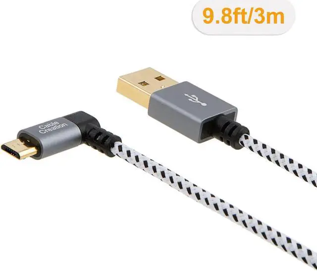 Alt view image 2 of 6 - CableCreation 10 Feet Right Angle Micro USB 2.0 Braided Cable, 90 Degree Vertical Right USB 2.0 A Male to Micro USB Male with Aluminium Case,3 Meters,Space Gray