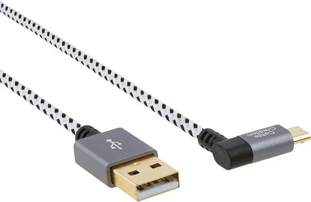 Alt view image 6 of 6 - CableCreation 10 Feet Right Angle Micro USB 2.0 Braided Cable, 90 Degree Vertical Right USB 2.0 A Male to Micro USB Male with Aluminium Case,3 Meters,Space Gray