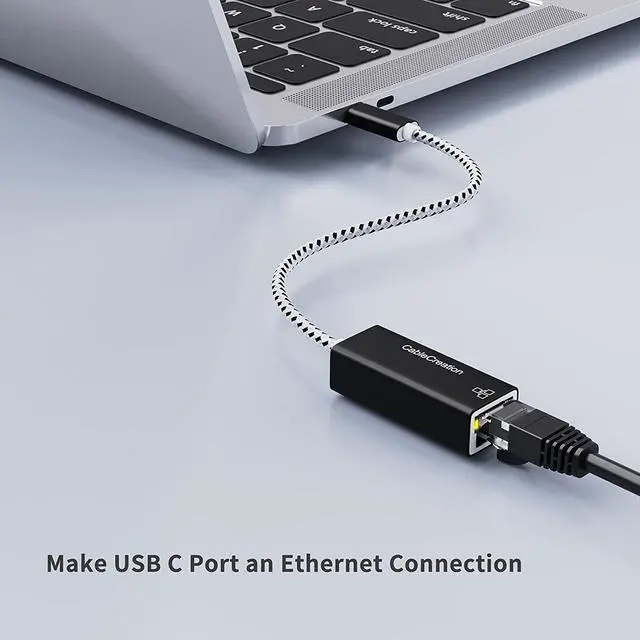 Alt view image 2 of 7 - USB C Ethernet Adapter, CableCreation USB Type C to RJ45 Network LAN Adapter Up to 10/100/1000 Mbps, Ethernet for Windows, Mac, macOS X, Compatible with Galaxy S10, iPad Pro 2020, Aluminum