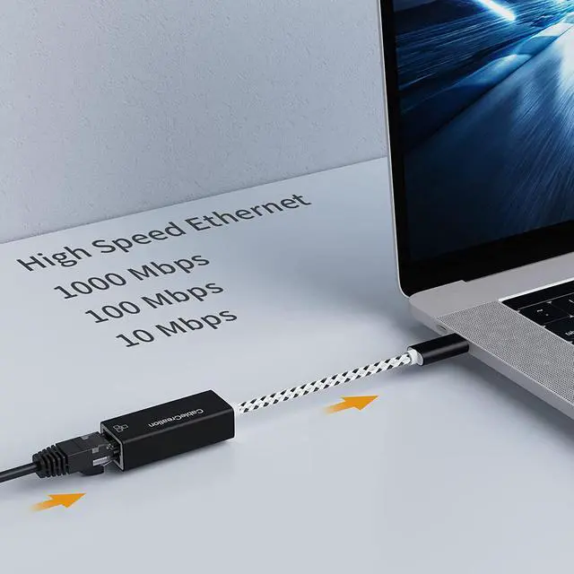 Alt view image 5 of 7 - USB C Ethernet Adapter, CableCreation USB Type C to RJ45 Network LAN Adapter Up to 10/100/1000 Mbps, Ethernet for Windows, Mac, macOS X, Compatible with Galaxy S10, iPad Pro 2020, Aluminum