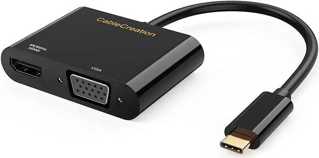 Main image of USB C to HDMI VGA Adapter, CableCreation USB Type C to HDMI (4K 60Hz) VGA (1080P 60Hz) Converter, Compatible with MacBook Pro 2020, iPad Pro 2020, Dell XPS 13/15, Surface Go, Chromebook, Galaxy S20
