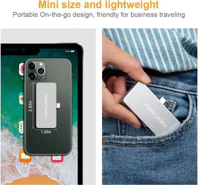 Alt view image 7 of 7 - USB C Hub Adapter for iPad Air 2020, CableCreation Aluminum 4 in 1 USB-C Hub with 4K 60Hz HDMI HDR, USB 2.0, 3.5mm Audio and 100W PD, Compatible for iPad Pro 2020, MacBook Pro/Air, Dell XPS 13, 15