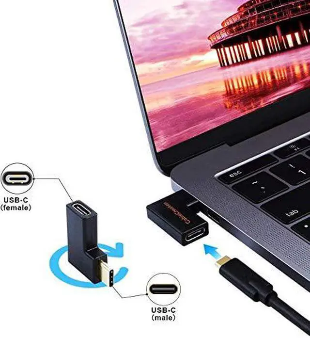 Alt view image 4 of 6 - USB C Male to Female Adapter,CableCreation Right&Left Angled 90 Degree USB 3.1 Type C Male to Female Extension Adapter (3A/10G) for MacBook/Pro,Surface Book 2,Galaxy S10/S9/S9,Oculus Quest Link