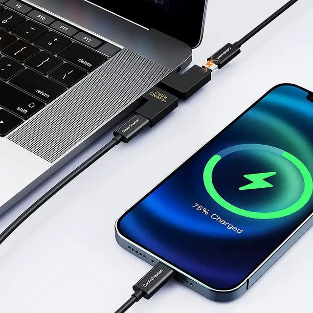 Alt view image 4 of 6 - Right Angle USB C Male to Female Adapter [3-Pack], CableCreation 90 Degree USB 3.1 USB C Extension Adapter (3A/10G) for MacBook (Pro), Pixel 2 XL, Laptop & Tablet & Mobile Phone,Oculus Quest Link