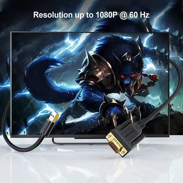 Alt view image 4 of 7 - CableCreation USB 3.0 to VGA Cable 6 Feet, USB to VGA 15 Pin Adapter Cord 1080 P @ 60Hz, Monitor Display Video Converter ONLY Supports Windows 10/8.1/8/7, Black