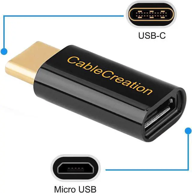 Alt view image 4 of 6 - USB C to Micro USB Adapter[5-Pack], CableCreation USB Type C Adapter Micro USB to USB-C with 56K Resistor, Compatible Galaxy S9/S9+, Mate 10 Pro, MacBook, Moto Z etc. Black