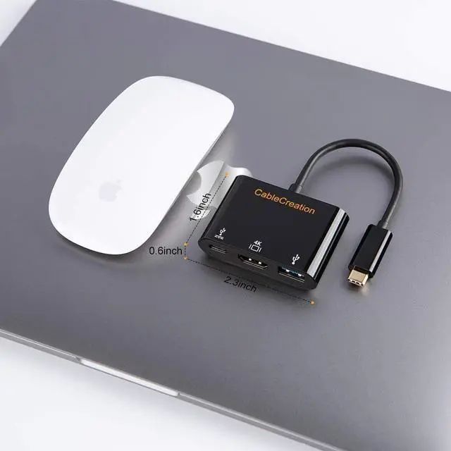 Alt view image 7 of 7 - USB C to 4K HDMI Hub, CableCreation 3-in-1 USB-C Hub with HDMI, USB 3.0 and 60W PD Charging [Thunderbolt 3 Compatible] for MacBook Pro 2017/2018/2019, Dell XPS 13/15, Galaxy Note 10, Surface Book 2