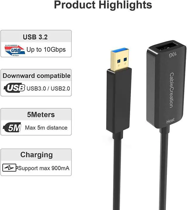 Alt view image 5 of 7 - Active USB 3.0 Extension Cable 16.4 Feet, CableCreation Type A Male to Female Extension Cord Compatible with Oculus Quest 2, Oculus Rift, Playstation,USB Keyboard, Printer, Hard Drive, Black 5 Meters