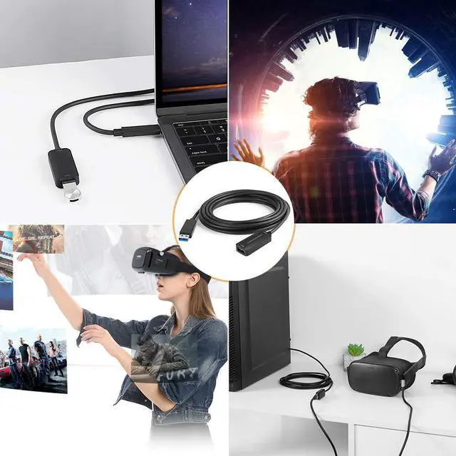 Alt view image 7 of 7 - Active USB 3.0 Extension Cable 16.4 Feet, CableCreation Type A Male to Female Extension Cord Compatible with Oculus Quest 2, Oculus Rift, Playstation,USB Keyboard, Printer, Hard Drive, Black 5 Meters