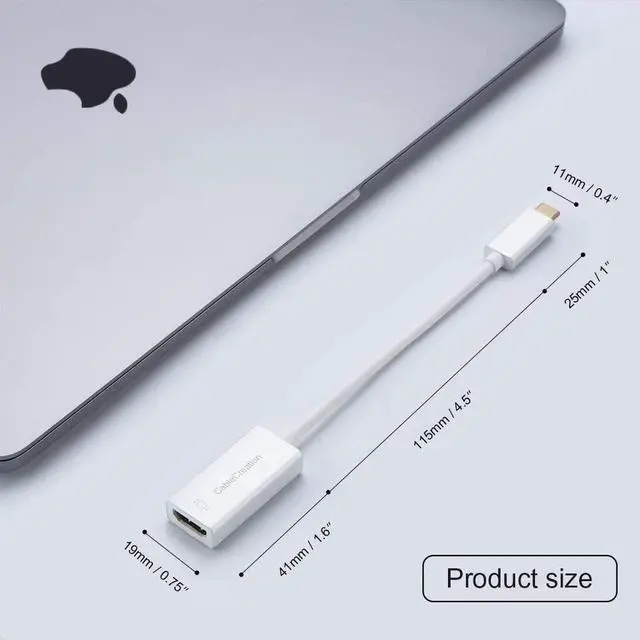 Alt view image 7 of 7 - USB C to HDMI 4K @60Hz, CableCreation USB Type C (Compatible Thunderbolt 3) to HDMI Adapter, Compatible with MacBook Pro/iMac 2017/Surface Book 2/Chromebook Pixel/Yoga 920/XPS 13/Galaxy S9, White