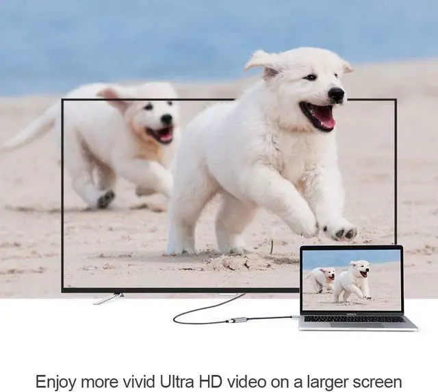 Alt view image 4 of 7 - USB C to HDMI 4K @60Hz, CableCreation USB Type C (Compatible Thunderbolt 3) to HDMI Adapter, Compatible with MacBook Pro/iMac 2017/Surface Book 2/Chromebook Pixel/Yoga 920/XPS 13/Galaxy S9, White