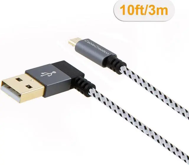 Alt view image 2 of 6 - CableCreation [2-Pack] 10 FT Left Angle USB 2.0 Charge Cable, 90 Degree Android Micro USB Charging Cable, Compatible Samsung, Galaxy S7 Edge, Moto G5, PS4, 3M, Space Gray