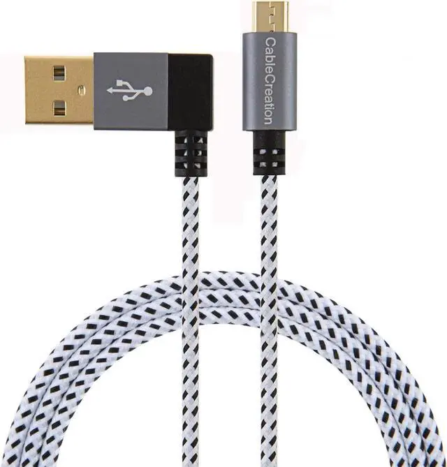 Main image of CableCreation 2 Pack L Shape Micro USB Cable, 90 Degree Micro USB Data Charging Cable 3 FT, Compatible with Samsung Galaxy S7 Edge, Moto G5, PS4, Space Gray