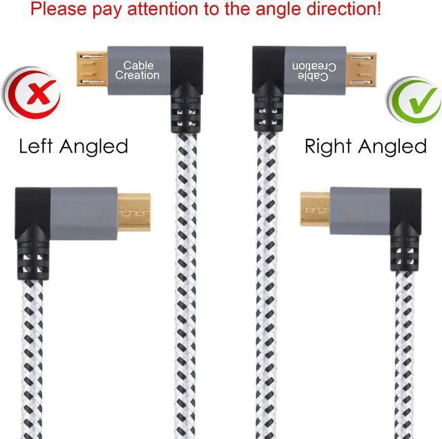 Alt view image 3 of 6 - CableCreation 3 FT [2-Pack] 90 Degree USB 2.0 A to Micro USB B Cable, Double Angle-Dual Angled Micro USB Cable with Aluminium Case,1 M Space Gray