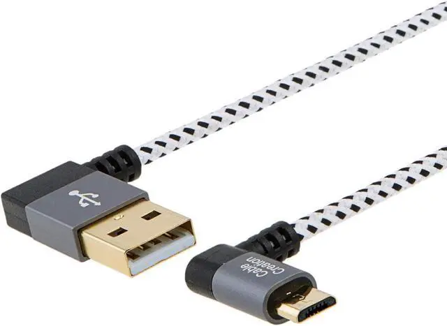 Alt view image 5 of 6 - CableCreation 3 FT [2-Pack] 90 Degree USB 2.0 A to Micro USB B Cable, Double Angle-Dual Angled Micro USB Cable with Aluminium Case,1 M Space Gray