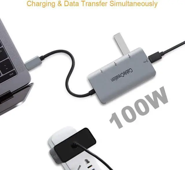 Alt view image 5 of 7 - CableCreation USB C Data hub, USB Type C to 3 USB 3.0 Aluminum Adapter with PD Charging, Compatible with MacBook Pro 2019,iPad Pro 2018, Chromebook Pixel, XPS 13/15, Yoga 910, Galaxy S10 /S10+