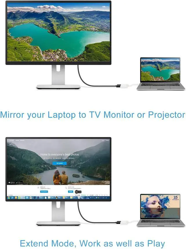 Alt view image 4 of 7 - USB C to VGA Hub, CableCreation 3 in 1 Type C(Thunderbolt 3) to VGA, USB 3.0, USB C PD Converter, Compatible with MacBook Pro 2019, iPad Pro 2019, Surface Go, XPS, Galaxy S20, Hard Drive