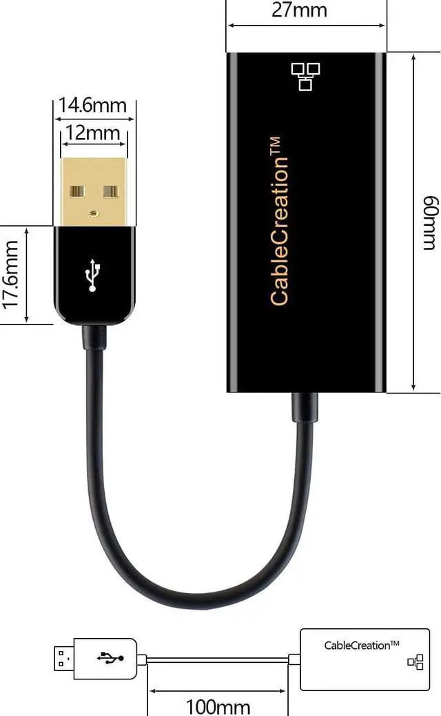 Alt view image 7 of 7 - 2 Pack USB to Ethernet Adapter, USB 3.0 to RJ45 Wired Network Dongle + USB 2.0 Internet Connector for MacBook Air, Chromebook, Dell XPS, Fire Stick, Plug& Play for Windows macOS,Linux, Chrome