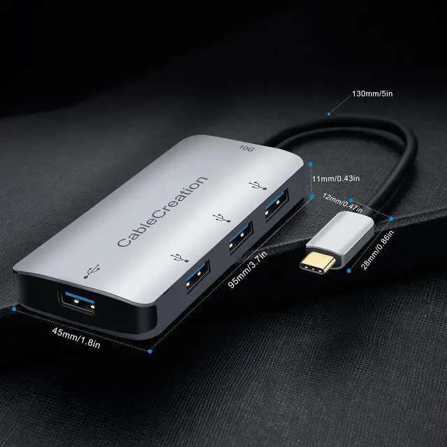 Alt view image 6 of 6 - CableCreation USB Type C to 4 USB 3.0 Port Hub Adapter (Compatible Thunderbolt 3),Compatible with MacBook Pro, MacBook Air 2018,Chromebook Pixel, XPS 13/15,Yoga 910/920,Galaxy S9/S8,Space Grey