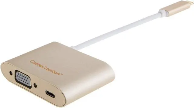 Alt view image 7 of 7 - USB C Hub, CableCreation USB Type C Hub with VGA, USB C PD Charging, USB 3.0, Compatible with MacBook Pro 2019, 2018,iPad Pro 2018, XPS 13,15, Surface Go, Galaxy S10, S10+,LG G5, Aluminum Shell, Gold