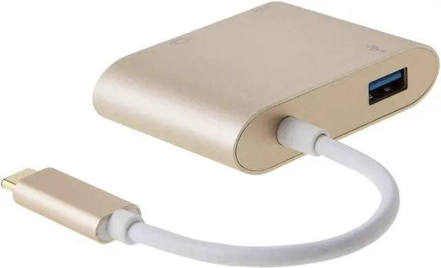 Alt view image 2 of 7 - USB C Hub, CableCreation USB Type C Hub with VGA, USB C PD Charging, USB 3.0, Compatible with MacBook Pro 2019, 2018,iPad Pro 2018, XPS 13,15, Surface Go, Galaxy S10, S10+,LG G5, Aluminum Shell, Gold