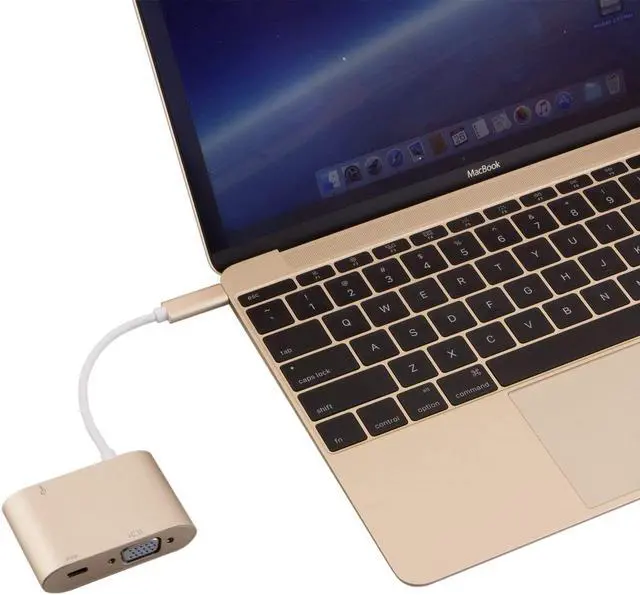 Alt view image 3 of 7 - USB C Hub, CableCreation USB Type C Hub with VGA, USB C PD Charging, USB 3.0, Compatible with MacBook Pro 2019, 2018,iPad Pro 2018, XPS 13,15, Surface Go, Galaxy S10, S10+,LG G5, Aluminum Shell, Gold