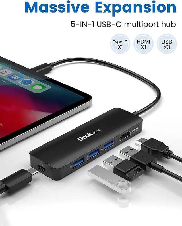 Alt view image 6 of 7 - CableCreation DisplayPort to VGA Cable 6ft Bundle with with 5-in-1 USB C Hub with 4K 60Hz HDMI, 100W Power Delivery, 3 USB 3.0 Data Port for MacBook Pro/Air 2020, IPad Pro/Air 2020 and More