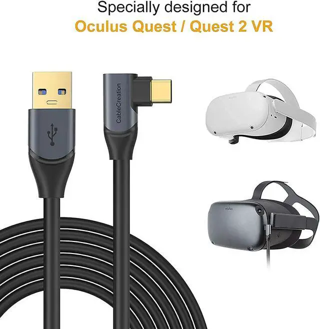 Alt view image 2 of 7 - Bundle - 2 Items: 16.4 FT Right Angled USB to USB C Cable Compatible Oculus Quest/Quest 2 VR, CableCreation 8K 48Gbps Ultra High Speed HDMI Cable 6.6ft