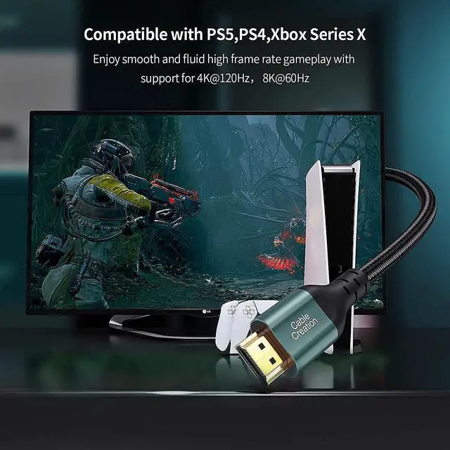 Alt view image 7 of 7 - Bundle - 2 Items:16.4 FT Right Angled USB to USB C Cable Compatible Oculus Quest/Quest 2 VR, CableCreation 8K 48Gbps Ultra High Speed HDMI Cable 10ft