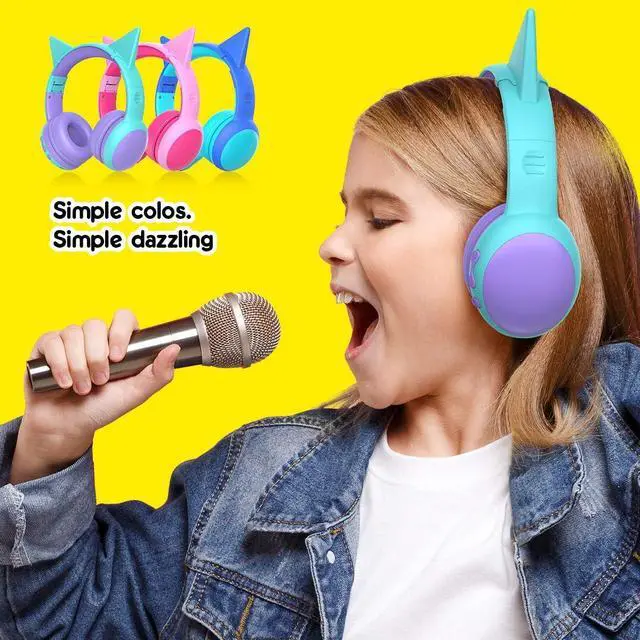 Alt view image 7 of 7 - gorsun Kids Bluetooth Headphones, Portable Wireless Headset for Kids, Bluetooth 5.3, Over-Ear Cat Ear Toddler Headphones with Microphone, 85dB Volume Limited, AUX Cord,40 Hours Playtime(Purple)