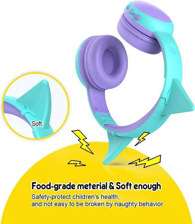 Alt view image 6 of 7 - gorsun Kids Bluetooth Headphones, Portable Wireless Headset for Kids, Bluetooth 5.3, Over-Ear Cat Ear Toddler Headphones with Microphone, 85dB Volume Limited, AUX Cord,40 Hours Playtime(Purple)