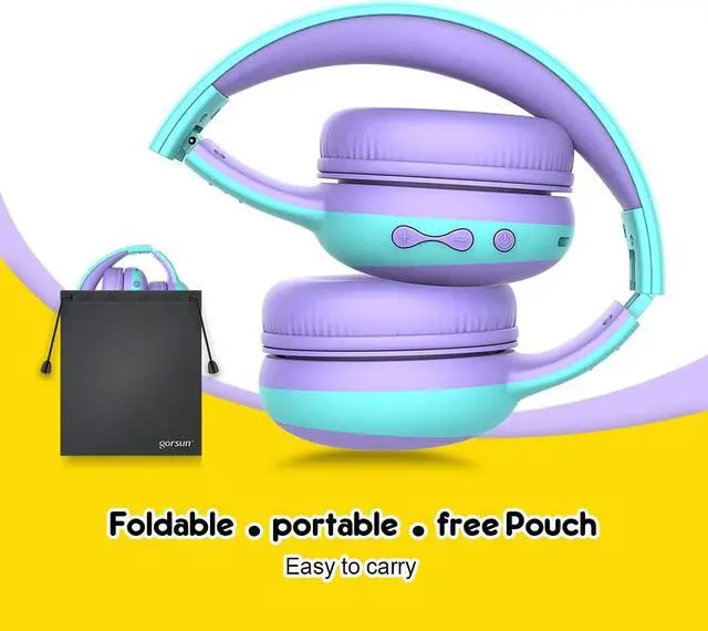 Alt view image 4 of 7 - gorsun Kids Bluetooth Headphones, Portable Wireless Headset for Kids, Bluetooth 5.3, Over-Ear Cat Ear Toddler Headphones with Microphone, 85dB Volume Limited, AUX Cord,40 Hours Playtime(Purple)