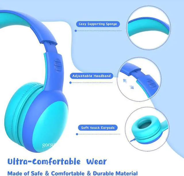 Alt view image 3 of 7 - gorsun Kids Headphones with Limited Volume, Children's Headphone Over Ear, Toddler Headphones for Boys and Girls, Wired Headset Earphones for Children