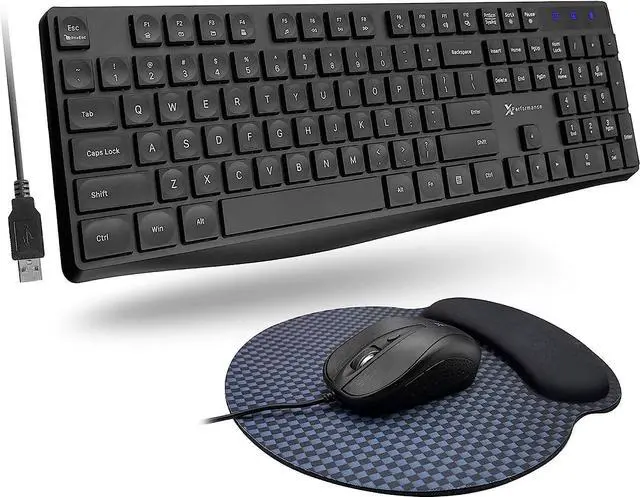 Main image of X9 Wired Keyboard and Mouse Combo | USB Mouse and Keyboard (Mouse Pad Included) Ergonomic Full Size Corded Computer Keyboard and Mouse for PC Windows Desktop Laptop
