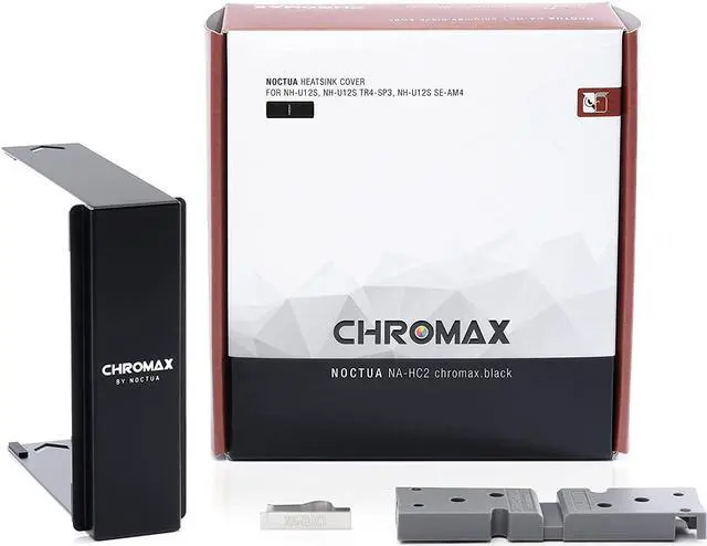 Alt view image 6 of 7 - Noctua NH-U12S CPU Cooler with NA-HC2 chromax.Black Heatsink Covers