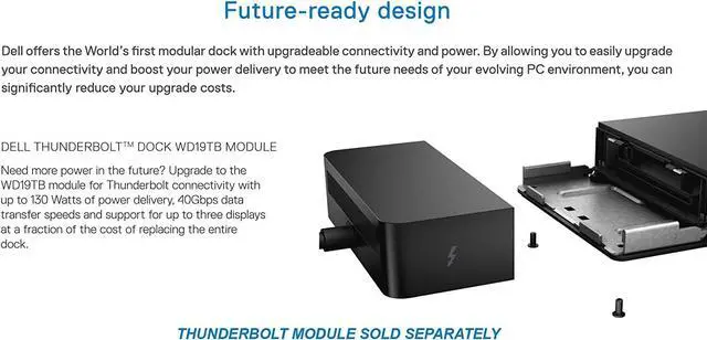 Alt view image 7 of 7 - Dell WD19 130W Docking Station (with 90W Power Delivery) USB-C, HDMI, Dual DisplayPort, Black