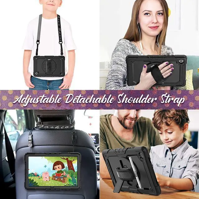 Alt view image 6 of 7 - Galaxy Tab A7 Case, 10.4 Inch Shockproof Tab A7 Case with S Pen Holder/Rotating Kickstand/Handle/Shoulder Strap/Screen Protector for Samsung Galaxy Tab A7, Tab A7 10.4" (Black)