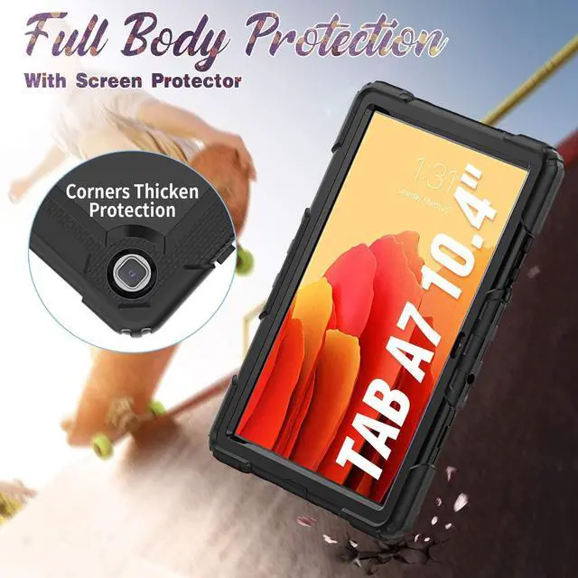 Alt view image 7 of 7 - Galaxy Tab A7 Case, 10.4 Inch Shockproof Tab A7 Case with S Pen Holder/Rotating Kickstand/Handle/Shoulder Strap/Screen Protector for Samsung Galaxy Tab A7, Tab A7 10.4" (Black)