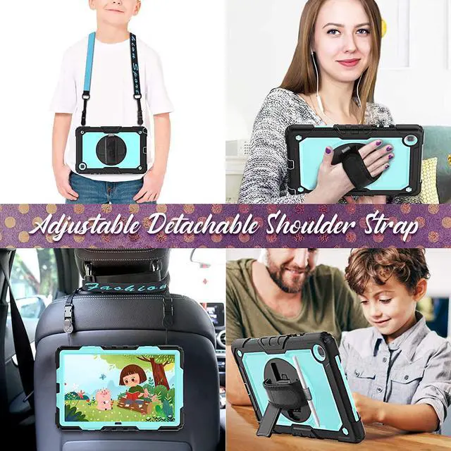 Alt view image 6 of 7 - Galaxy Tab A7 Case, 10.4 Inch Full Body Protective Tab A7 Case with S Pen Holder/Rotating Kickstand/Handle/Shoulder Strap/Screen Protector for Samsung Galaxy Tab A7 (Light Blue)