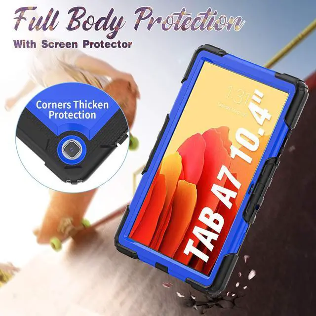 Alt view image 7 of 7 - Galaxy Tab A7 Case, Heavy Duty Protective 10.4 Inch Tab A7 Case with S Pen Holder/Rotating Kickstand/Handle/Shoulder Strap/Screen Protector for Samsung Galaxy Tab A7 (Blue)