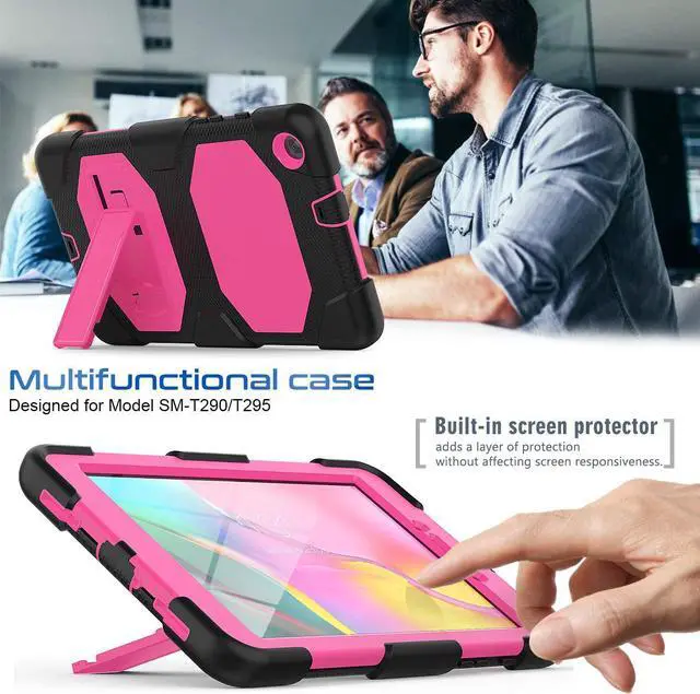 Alt view image 3 of 7 - SM-T290/SM-T295/SM-T297 Samsung Galaxy Tab A 2019 8.0" Case with Kickstand, Full Body Heavy Duty Durable Shockproof Protective Cover, Built-in Screen Protector for Galaxy Tab A 2019 8.0 Inch, Rose